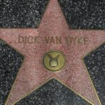 Dick Van Dyke's star on the Hollywood Walk of Fame, a pink terrazzo star with a gold television emblem