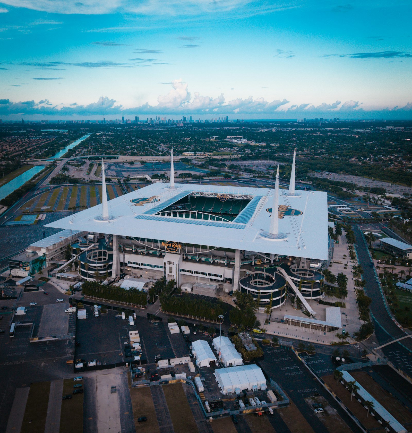 Aerial view of Hard Rock Stadium in Miami Gardens, home of the Miami Dolphins